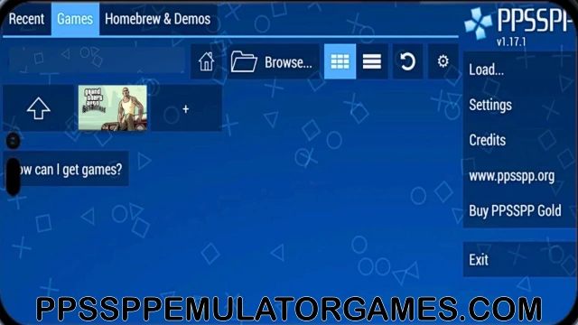GTA San Andreas PPSSPP Main Menu